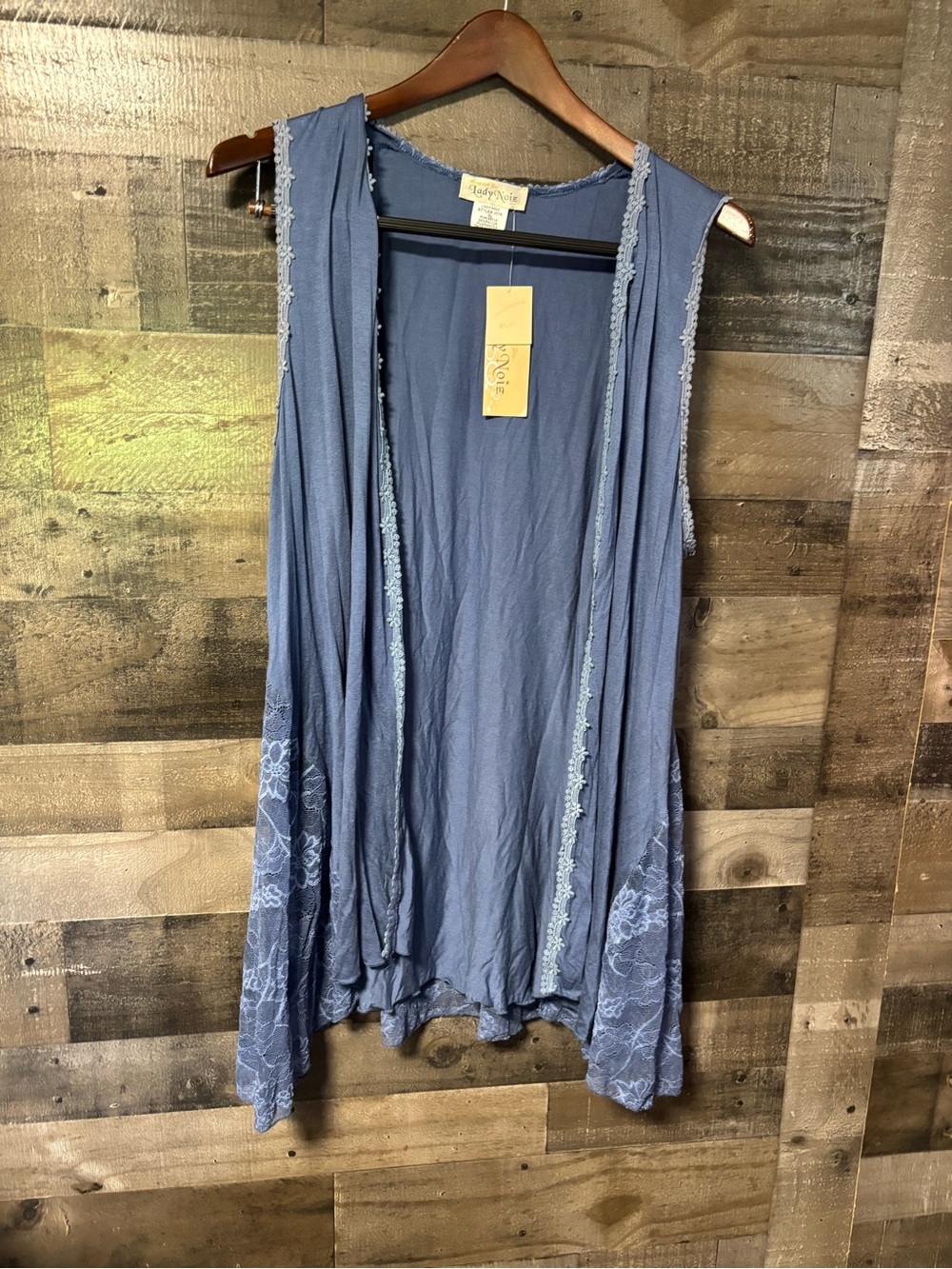 NWT Lady Noiz Slate Blue Lace-Trim Sleeveless Duster XL